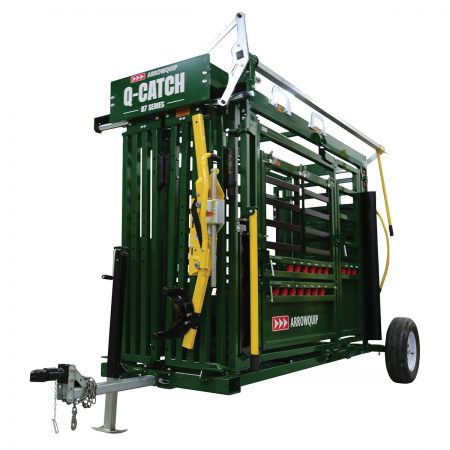 Q-Catch 87 Series cattle chute portable-ready with wheel kit to connect to towing vehicle