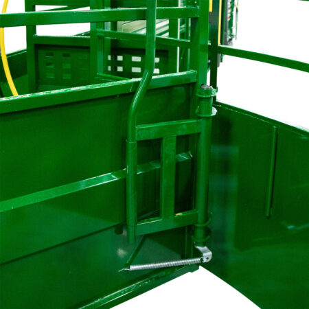 Close up of the lock our handle on the cattle sweep