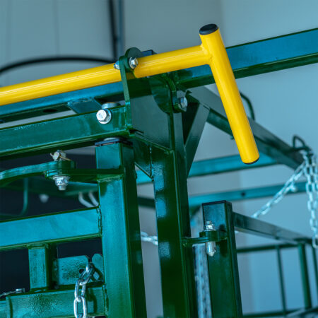 Close up of the head gate handle