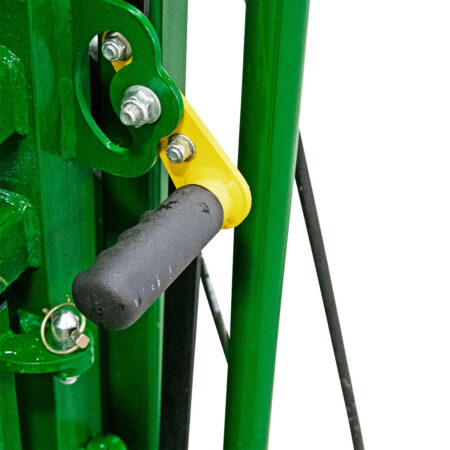 Emergency side exit handle on the Powerlock 108 portable chute alley and tub