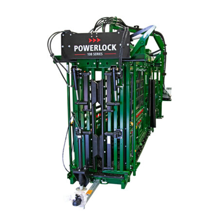 Powerlock 108 portable chute alley and tub with head gate closed
