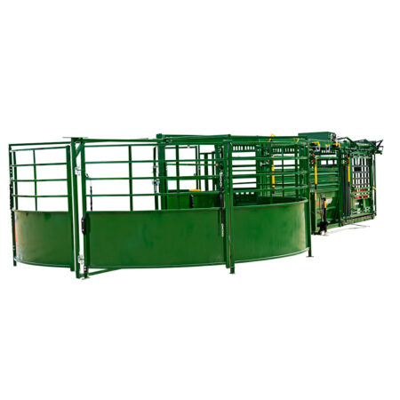 Rear view of the BudFlow tub on the end of the Arrowlock 88 portable chute alley and tub