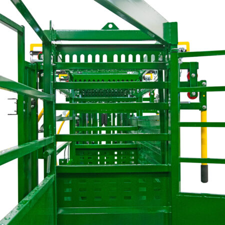 View down the Easy Flow cattle Alleys with rolling doors closed