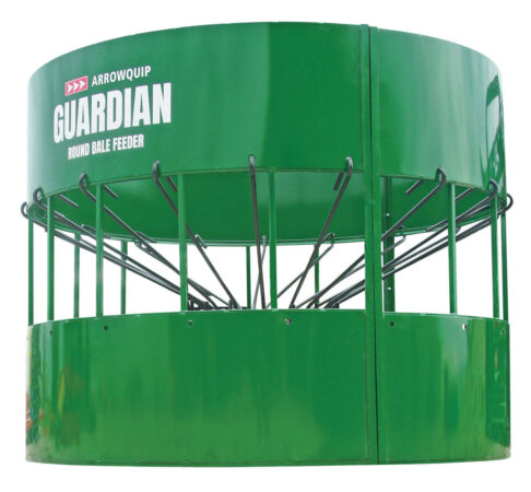 Cattle hay feeder side front angle view