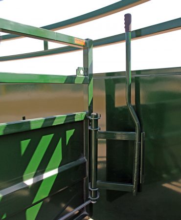 Close-up of the lock-out handle on the cattle sweep tub