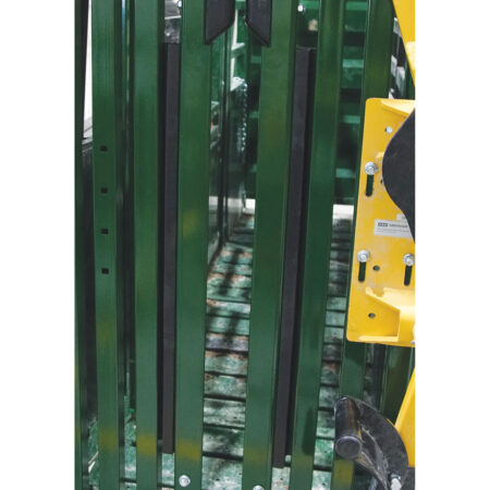 Bull catcher installed on a the head gate of a squeeze chute