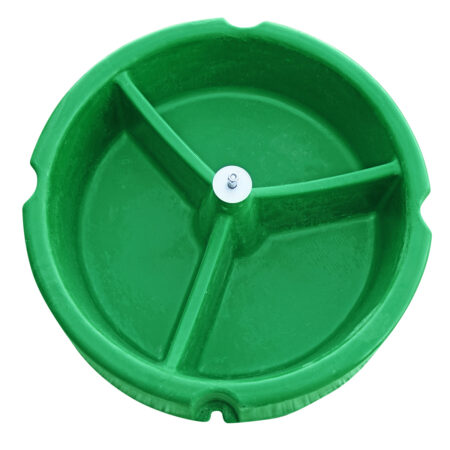 Mineral feeder for cattle front view with three separate compartments