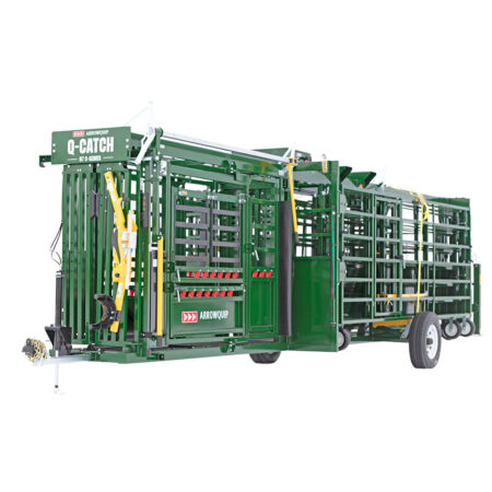 Heeler 87C Manual Portable Corral System transport ready with an angled view