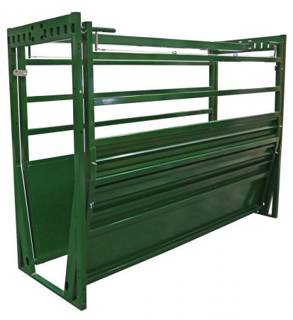 Easy Flow adjustable cattle alley with one blinder on one side.