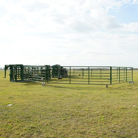 Heeler portable corral system fully set up and ready to be used for working cattle