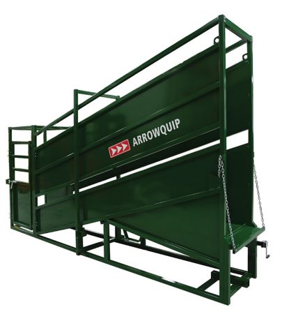 Stationary cattle loading chute with palpation cage attached