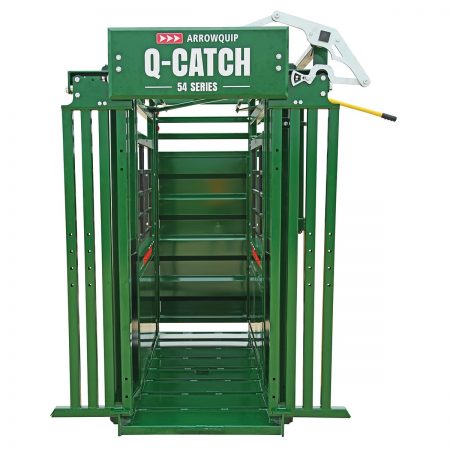 Q-Catch 54 Series chute for cattle head gate open.