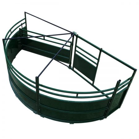 Double Alley Cattle Tub with 180 degree exit overhead view
