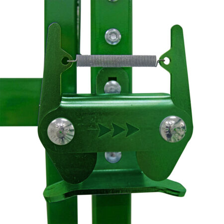 Close up of enhanced two way slam latch on no bow cattle gates